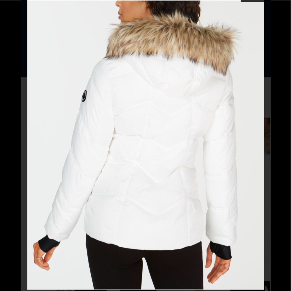 Nautica Faux-fur-trim Hooded Puffer marshmalow,NWT - Picture 2 of 10